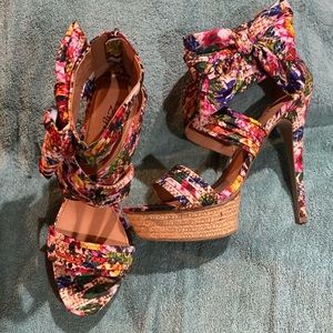 Multi Color floral sandal heel, Hardly worn.